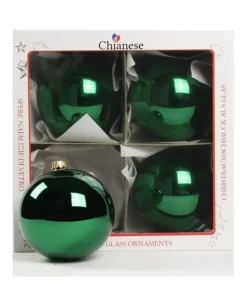 1Pz Pallina Di Vetro Tinta Unita Verde Lucido 100Mm
