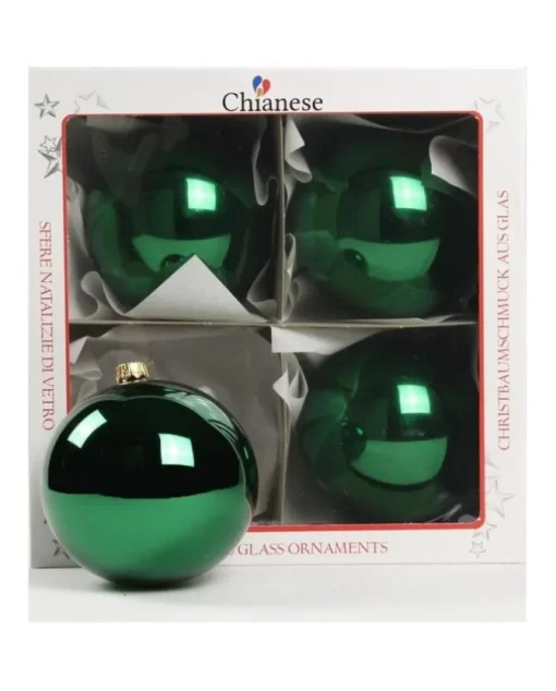 1Pz Pallina Di Vetro Tinta Unita Verde Lucido 100Mm