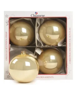 1Pz Pallina Di Vetro Tinta Unita Chapmagne Lucido 100Mm