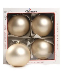 1Pz Pallina Di Vetro Tinta Unita Champagne Opaco 100Mm