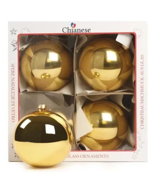 1Pz Pallina Di Vetro Tinta Unita Oro Lucido 100Mm