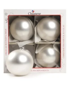 1Pz Pallina Di Vetro Tinta Unita Argento Opaco 100Mm