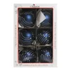 1Pz Pallina In Vetro Decorata A Mano Blu Opaco 80Mm