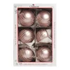 1Pz Pallina In Vetro Decorata A Mano Rosa Opaco 80Mm