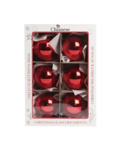 1Pz Pallina In Vetro Tinta Unita Rosso Lucido 60 Mm