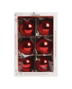 1Pz Pallina In Vetro Tinta Unita Rosso Lucido 80 Mm