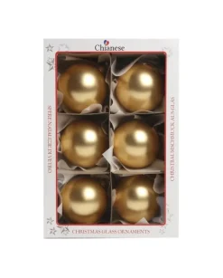 1Pz Pallina In Vetro Tinta Unita Oro Opaco 80 Mm