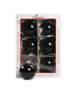 1Pz Pallina In Vetro Tinta Unita Nero Lucido 60 Mm