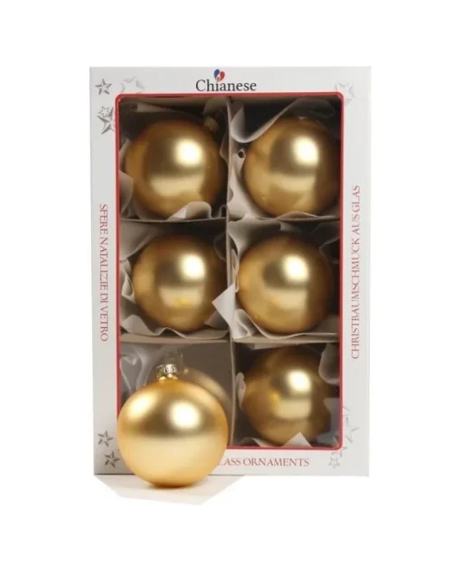 1Pz Pallina In Vetro Tinta Unita Oro Opaco 80 Mm