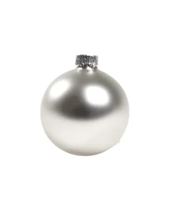 1Pz Pallina In Vetro Tinta Unita Argento Opaco 60 Mm