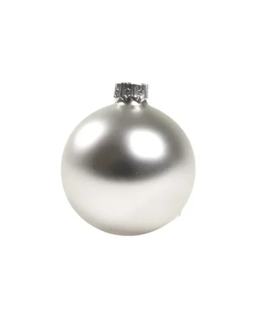 1Pz Pallina In Vetro Tinta Unita Argento Opaco 60 Mm