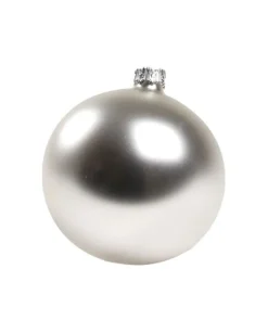 1Pz Pallina In Vetro Tinta Unita Argento Opaco 80 Mm