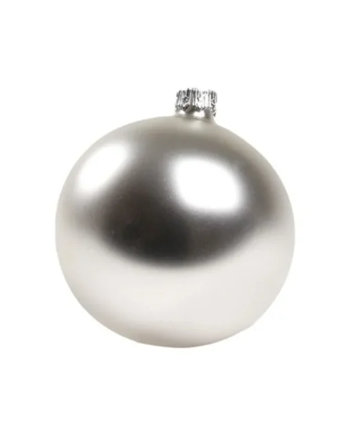 1Pz Pallina In Vetro Tinta Unita Argento Opaco 80 Mm