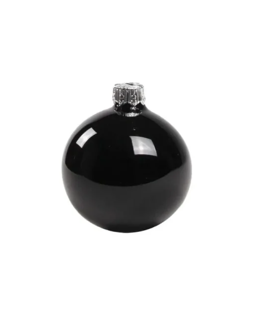 1Pz Pallina In Vetro Tinta Unita Nero Lucido 60 Mm