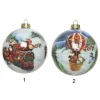 1Pz Pallina Sfera 8 Cm Con Decoro Natalizio Per Albero Di Natale