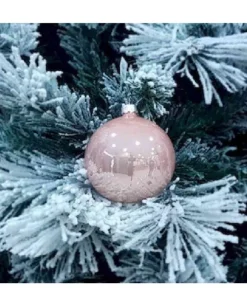 1Pz Pallina Sfera Di Vetro Liscia Rosa Lucido 80Mm