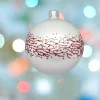 1Pz Pallina Sfera Di Vetro Decorata A Mano 80Mm Per Albero Di Natale Bianca