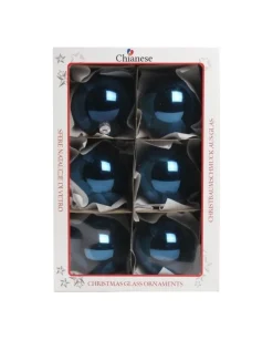 1Pz Pallina Sfera Di Vetro Liscia Blu Lucido 80Mm