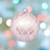 1Pz Pallina Sfera Di Vetro Decorata A Mano 80Mm Per Albero Di Natale Rosa