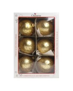 1Pz Pallina Sfera Di Vetro Decorata A Mano Oro 80Mm