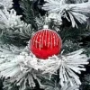 1Pz Pallina Sfera Di Vetro Decorata A Mano Rosso Lucido 80Mm