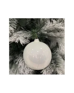 1Pz Pallina Sfera Di Vetro Liscia 150Mm Per Albero Di Natale Bianco