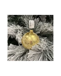 1Pz Pallina Sfera Di Vetro Decorata A Mano Oro Opaco 80Mm Per Albero Di Natale