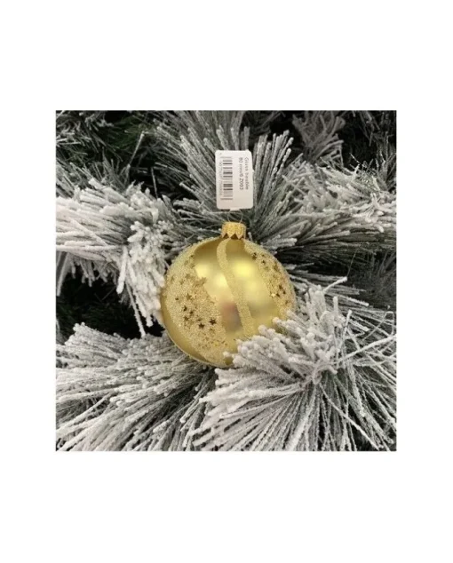1Pz Pallina Sfera Di Vetro Decorata A Mano Oro Opaco 80Mm Per Albero Di Natale