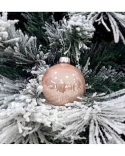 1Pz Pallina Sfera Di Vetro Liscia 60Mm Per Albero Di Natale Cipria