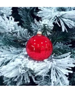 1Pz Pallina Sfera Di Vetro Liscia Rosso Lucido80Mm