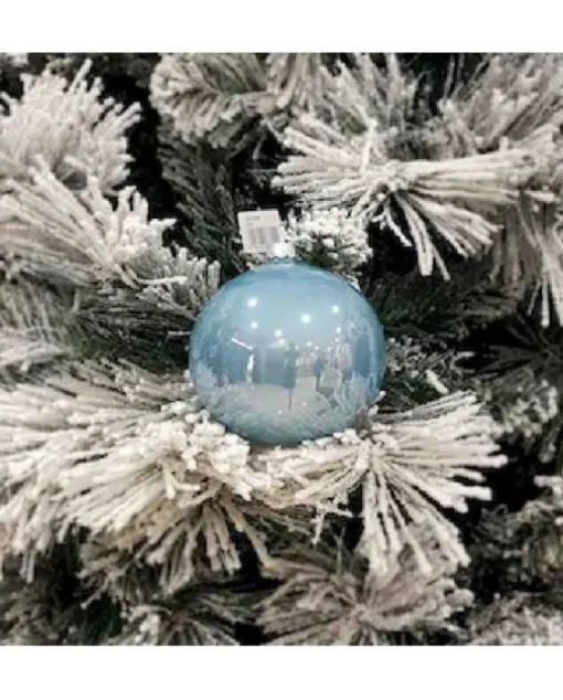 1Pz Pallina Sfera Di Vetro Liscia 100Mm Per Albero Di Natale Azzurro