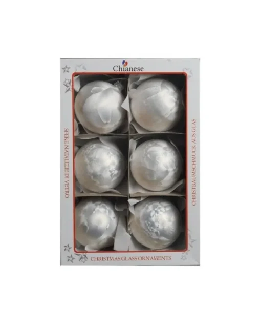1Pz Pallina Sfera Di Vetro Liscia 80Mm Per Albero Di Natale Bianco