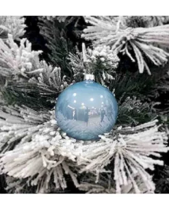 1Pz Pallina Sfera Di Vetro Liscia 80Mm Per Albero Di Natale Celeste