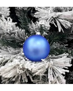1Pz Pallina Sfera Di Vetro Liscia 80Mm Per Albero Di Natale Blu