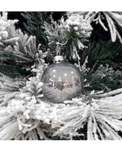 1Pz Pallina Sfera Di Vetro Liscia 60Mm Per Albero Di Natale Argento