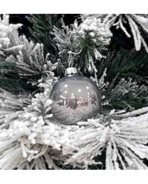 1Pz Pallina Sfera Di Vetro Liscia 60Mm Per Albero Di Natale Argento