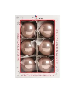 1Pz Pallina Sfera Di Vetro Liscia 60Mm Per Albero Di Natale Cipria