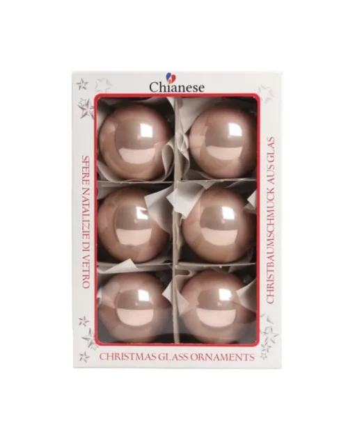 1Pz Pallina Sfera Di Vetro Liscia 60Mm Per Albero Di Natale Cipria