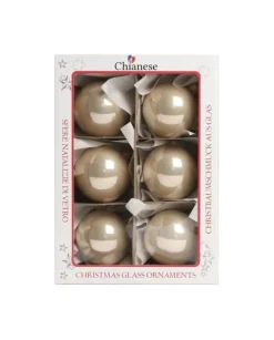 1Pz Pallina Sfera Di Vetro Champagne Lucido 60Mm Per Albero Di Natale