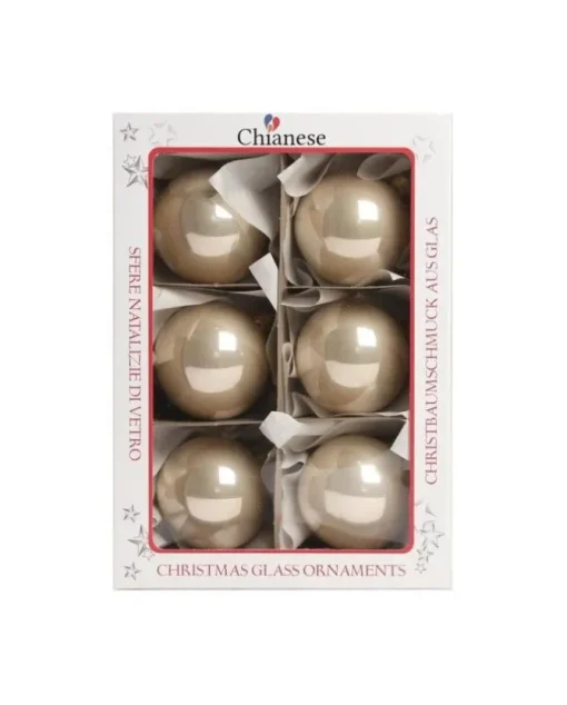 1Pz Pallina Sfera Di Vetro Champagne Lucido 60Mm Per Albero Di Natale