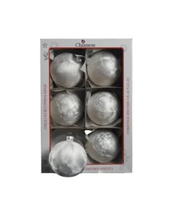 1Pz Pallina Sfera Di Vetro Liscia 80Mm Per Albero Di Natale Bianco