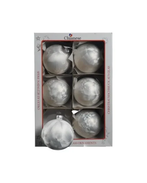 1Pz Pallina Sfera Di Vetro Liscia 80Mm Per Albero Di Natale Bianco