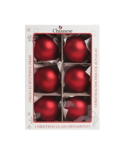 1Pz Pallina Sfera Di Vetro Liscia Rosso Opaco 60Mm