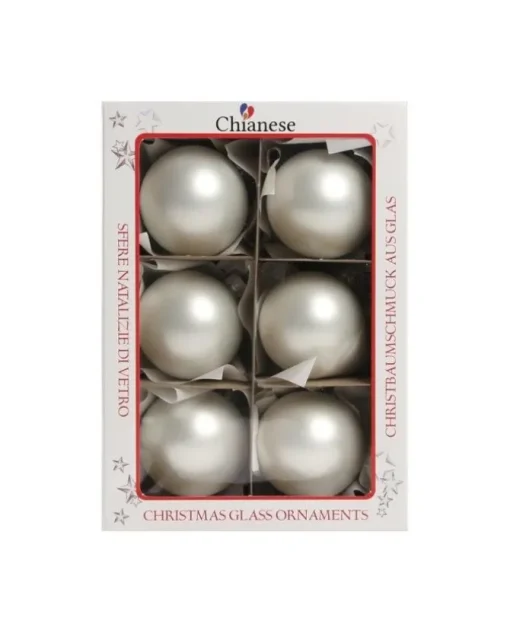 1Pz Pallina Sfera Di Vetro Liscia Bianco Opaco 60Mm Per Albero Di Natale