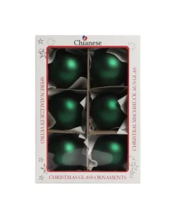 1Pz Pallina Sfera Di Vetro Liscia 60Mm Per Albero Di Natale Verde