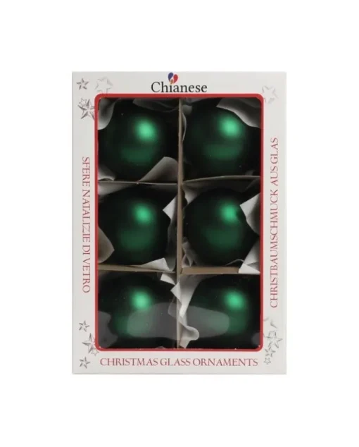 1Pz Pallina Sfera Di Vetro Liscia 60Mm Per Albero Di Natale Verde