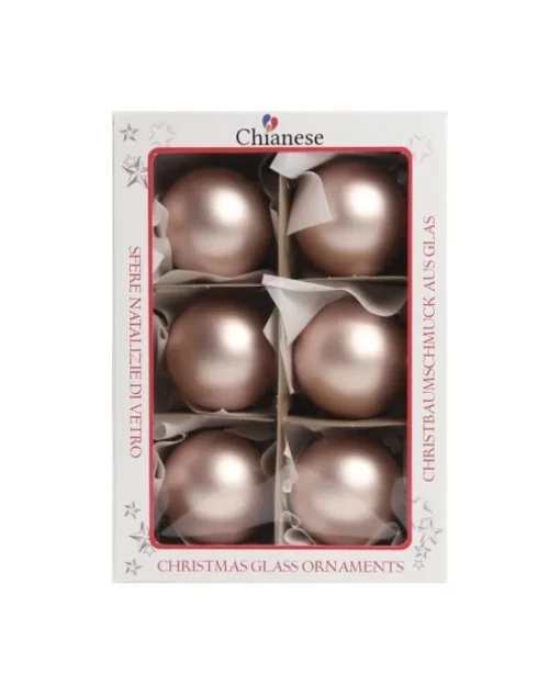 1Pz Pallina Sfera Di Vetro Liscia Rosa Opaco 60Mm Per Albero Di Natale