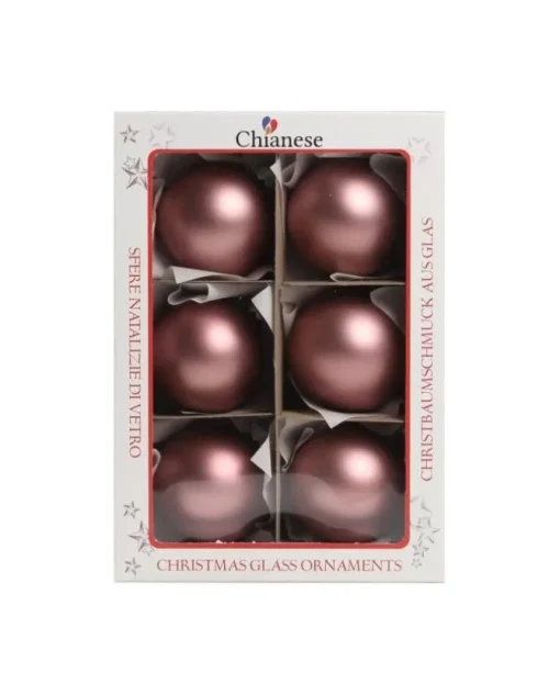 1Pz Pallina Sfera Di Vetro Liscia Vinaccia Opaca 60Mm Per Albero Di Natale