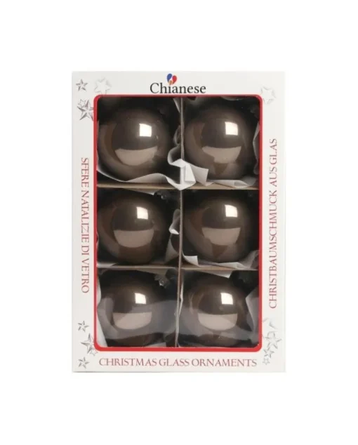 1Pz Pallina Sfera Di Vetro Liscia 60Mm Per Albero Di Natale Tortora