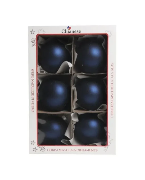 1Pz Pallina Sfera Di Vetro Liscia Blu Opaco 80Mm Per Albero Di Natale